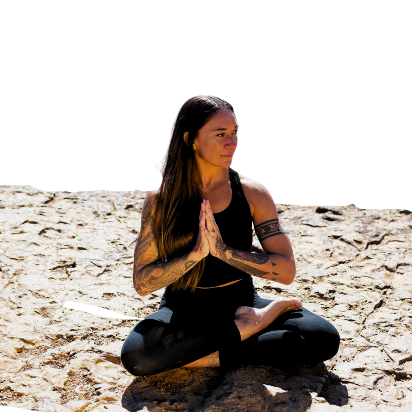 Amanda Leigh Oakley leading a yoga class outdoors, showcasing a peaceful and empowering atmosphere.